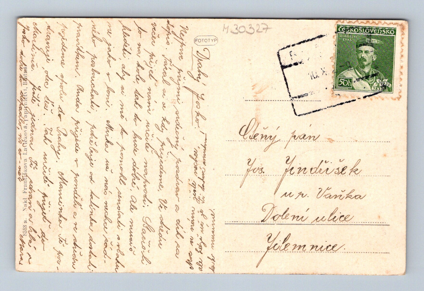 Pohlednice Blatná zámek a růže 1939 (M30327)
