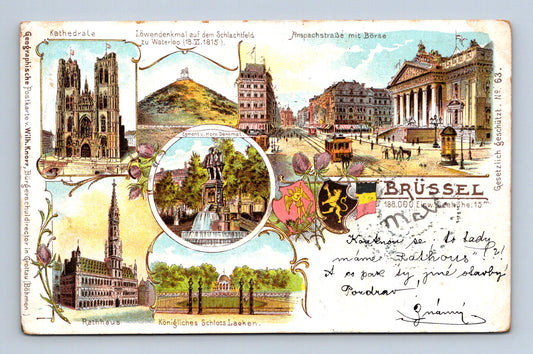 Pohlednice Belgie Brusel Waterloo multiobraz 1907 (M30329)