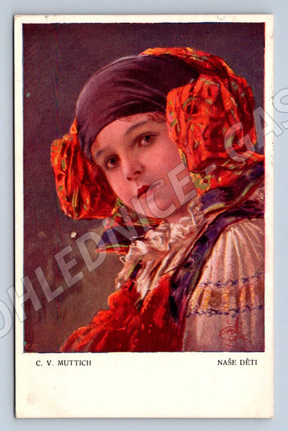 Postcard girl in traditional costume Our children 1916 (M3033)