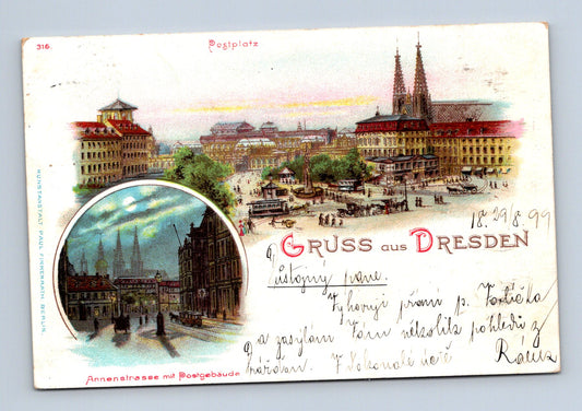 Pohlednice Německo Drážďany Postplatz 1899 (M30335)