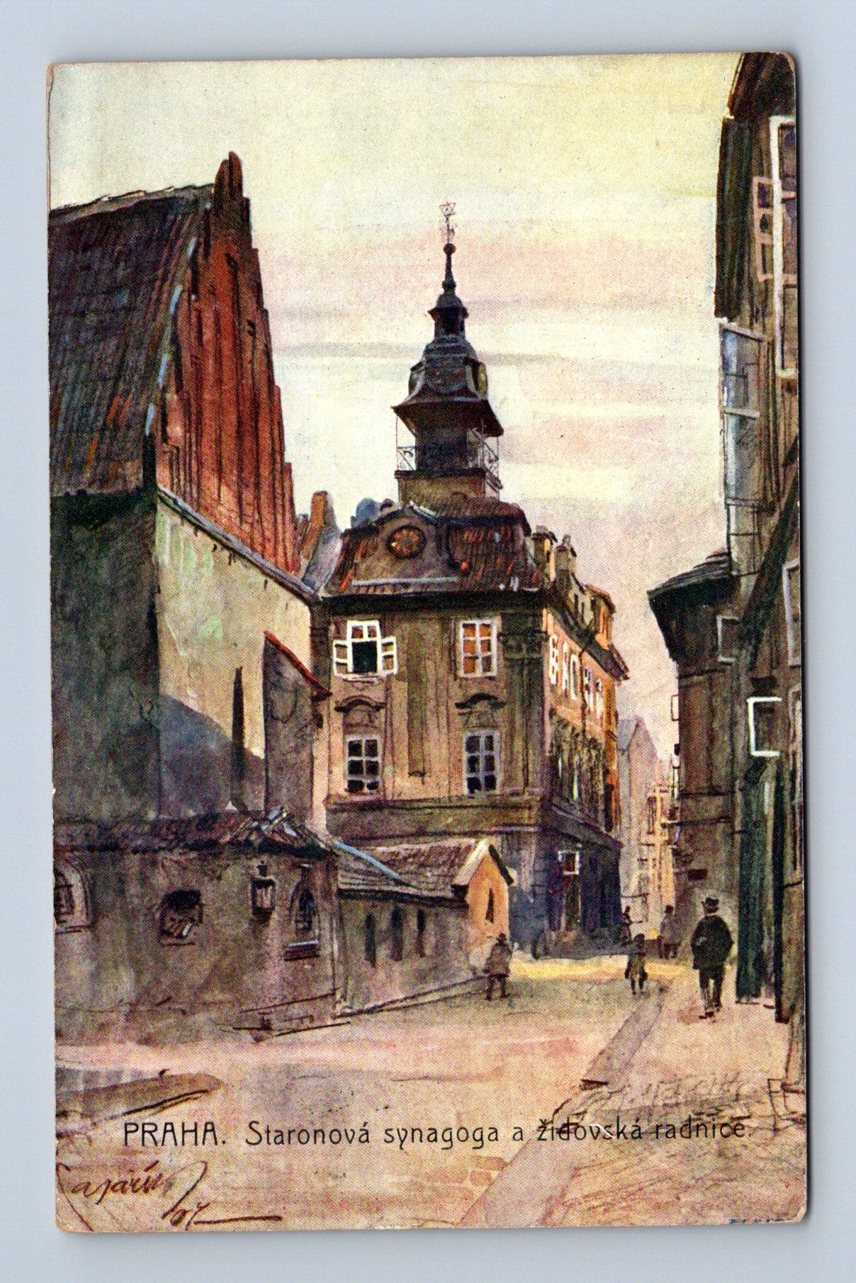 Pohlednice Praha Staronová synagoga a Židovská radnice 1903 (M30336)