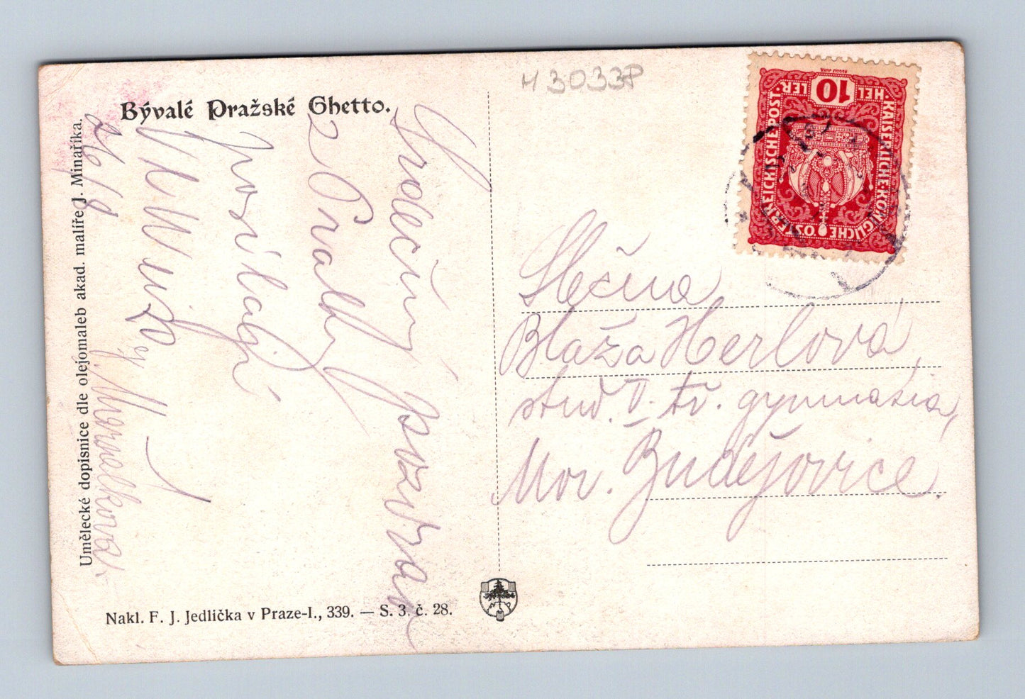 Pohlednice Praha Bývalé Pražské Ghetto Pinkasova ulice malba (M30338)