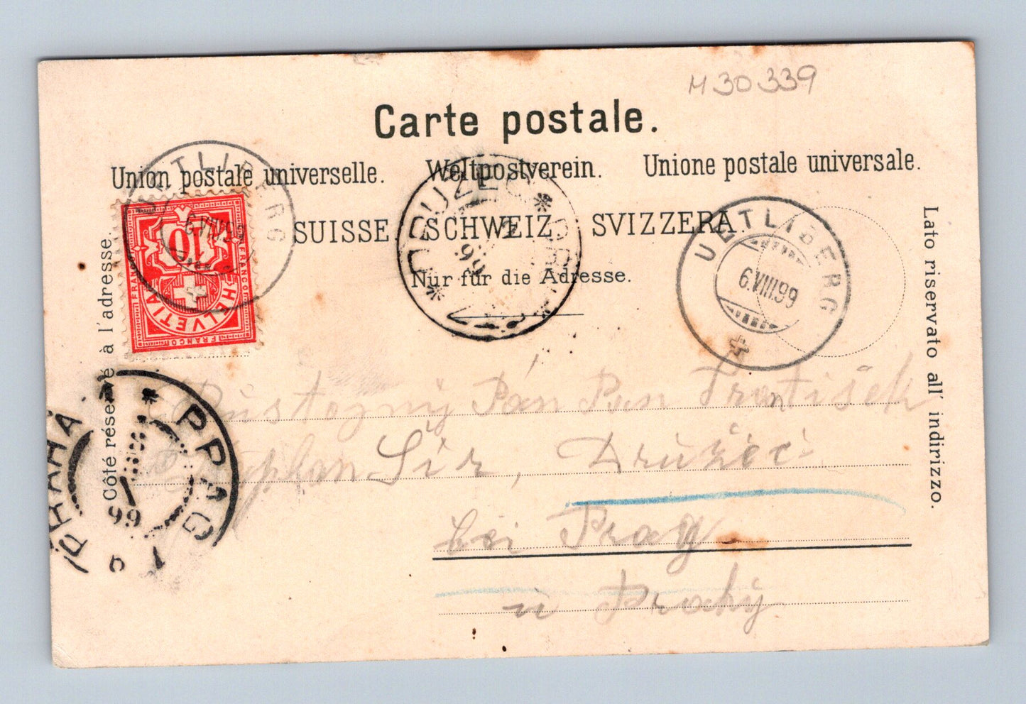 Pohlednice Švýcarsko Zürich a kantony znaky 1899 (M30339)