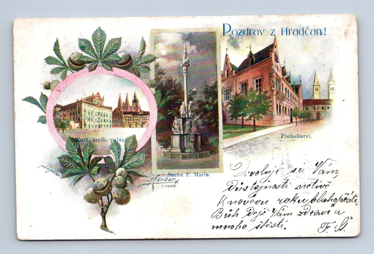 Pohlednice Praha Hradčany arcibiskupský palác 1909 (M30340)