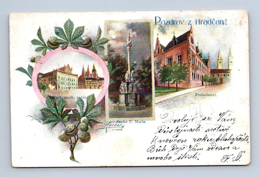 Pohlednice Praha Hradčany arcibiskupský palác 1909 (M30340)