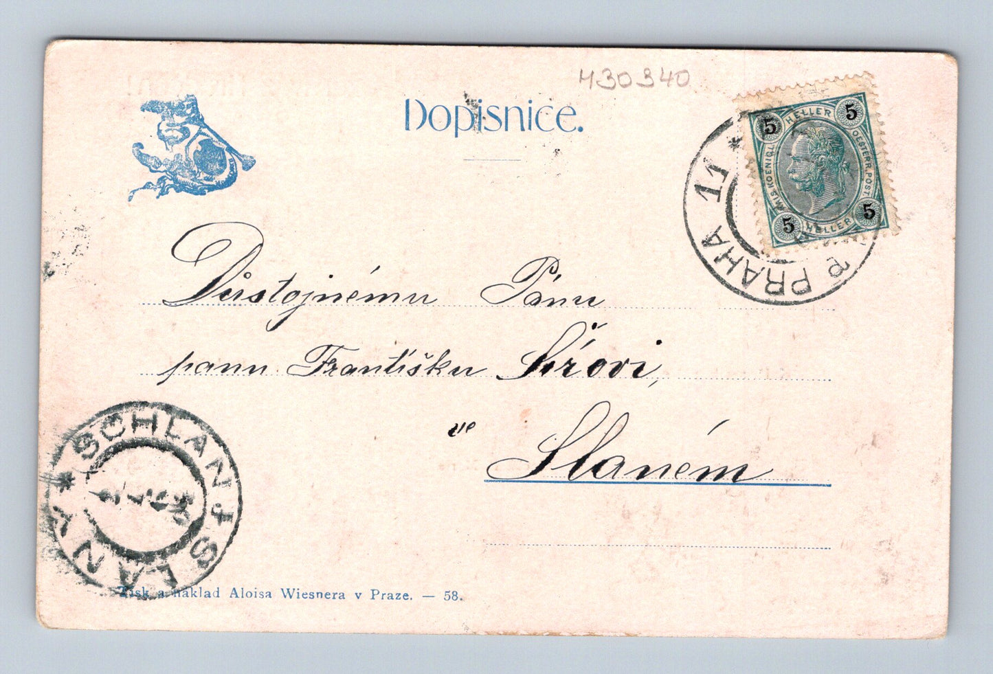 Pohlednice Praha Hradčany arcibiskupský palác 1909 (M30340)