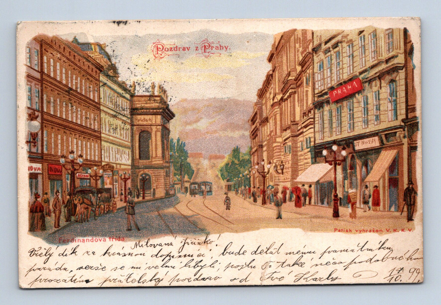 Pohlednice Praha Ferdinandova třída 1909 (M30346)