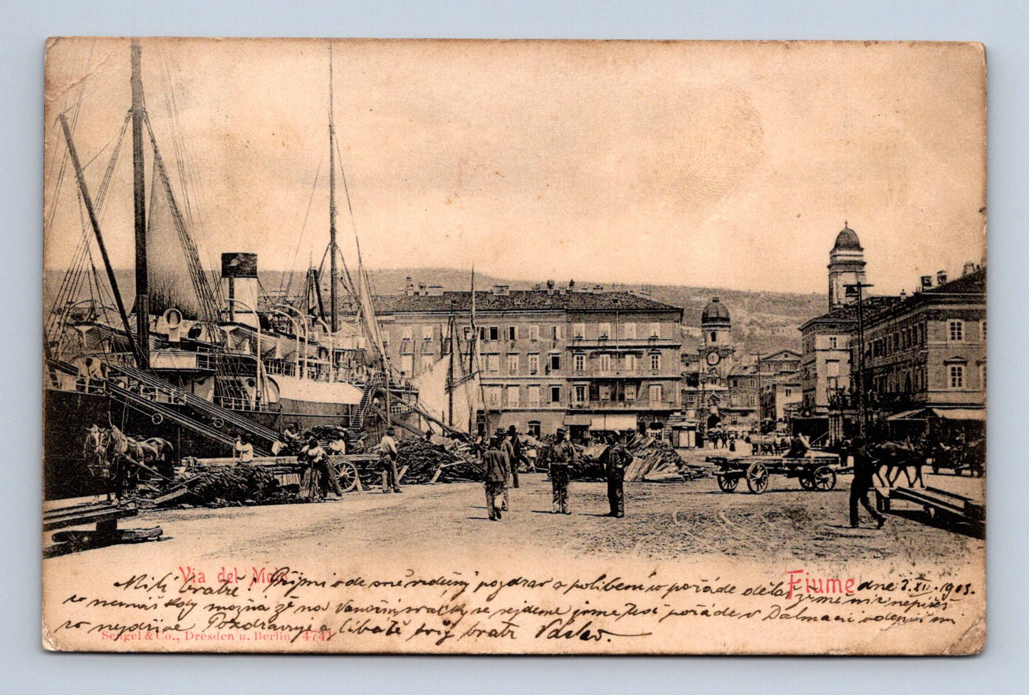 Pohlednice Chorvatsko Fiume (Rijeka) přístav 1905 (M30352)