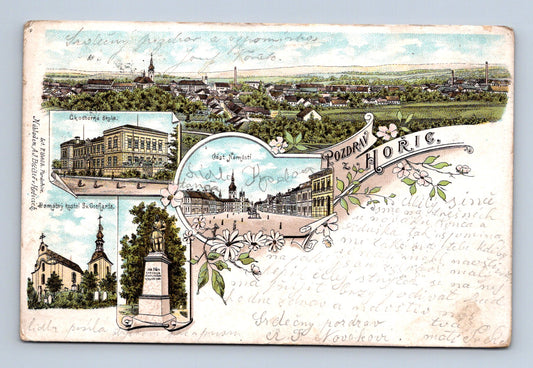 Pohlednice Hořice panorama kostel náměstí 1903 (M30355)