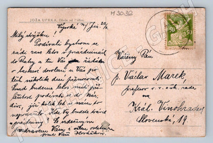 Postcard by Jož Uprko The Girl from Píšťany 1920 (M3036)