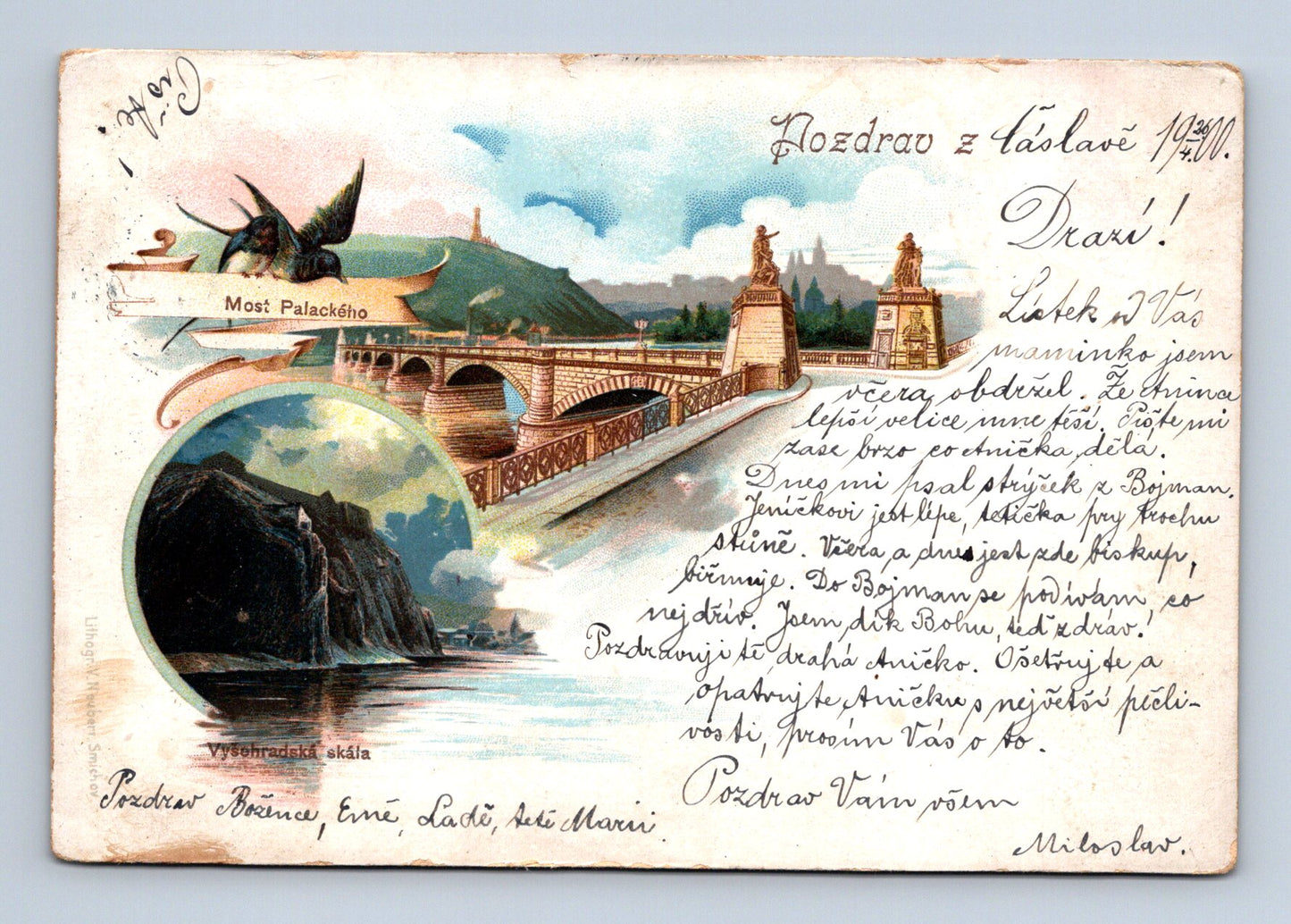 Pohlednice Praha Palackého most Vyšehrad 1920 (M30365)