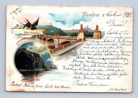 Pohlednice Praha Palackého most Vyšehrad 1920 (M30365)