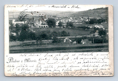 Pohlednice Mirovice celkový pohled 1918 (M30367)