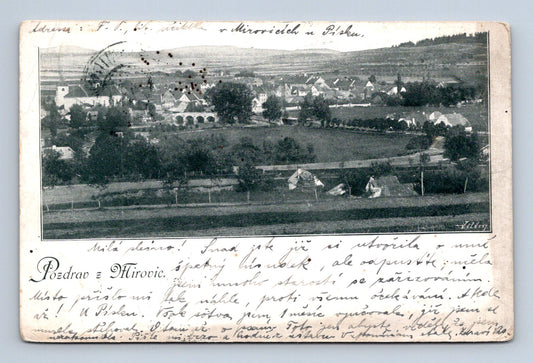 Pohlednice Mirovice celkový pohled 1918 (M30367)