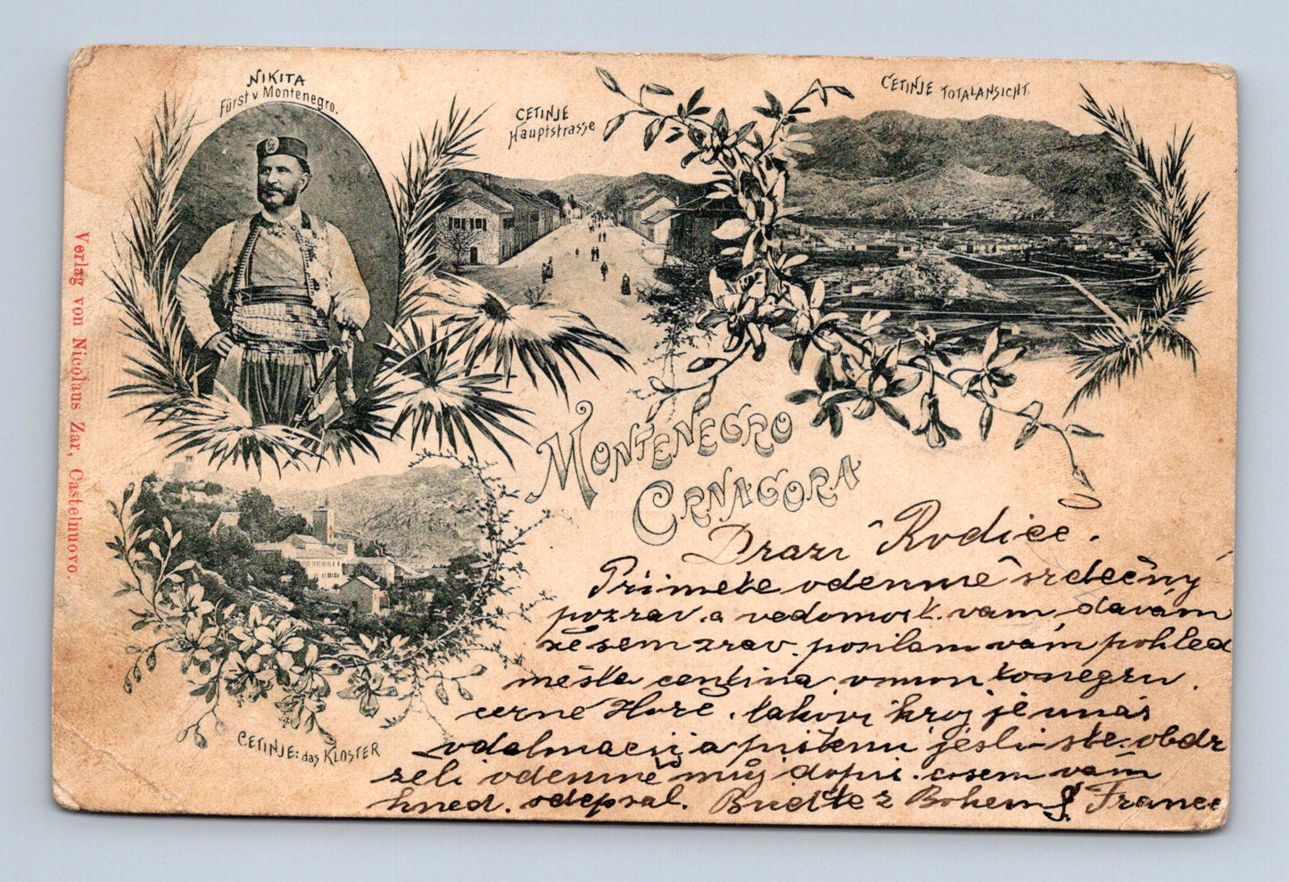 Pohlednice Černá Hora Cetinje kníže Nikola I. 1899 (M30368)