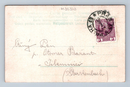 Pohlednice Praha žena s květinami 1908 (M30373)