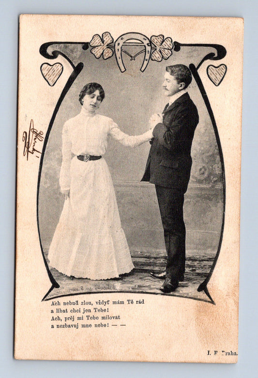 Pohlednice milostný motiv pár Jilemnice 1909 (M30382)