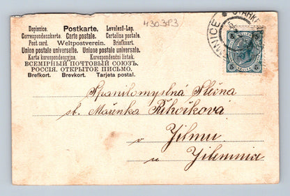 Pohlednice milenecký pár secese podkova kolem 1905 (M30383)