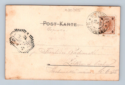 Pohlednice žena u poštovní schránky 1908 (M30385)