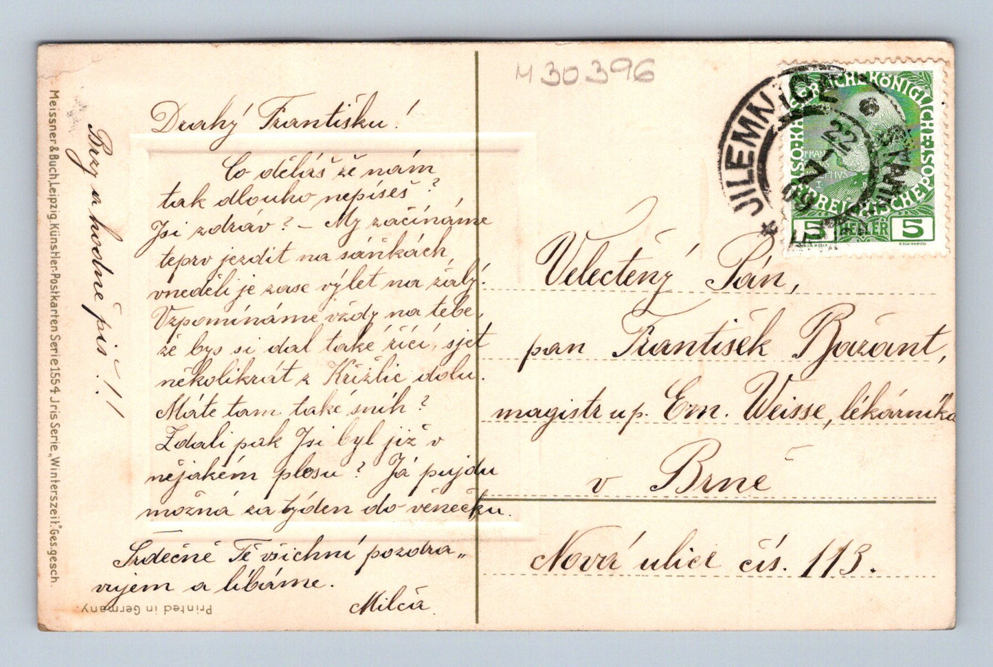 Pohlednice ČR zimní krajina 1904 (M30396)