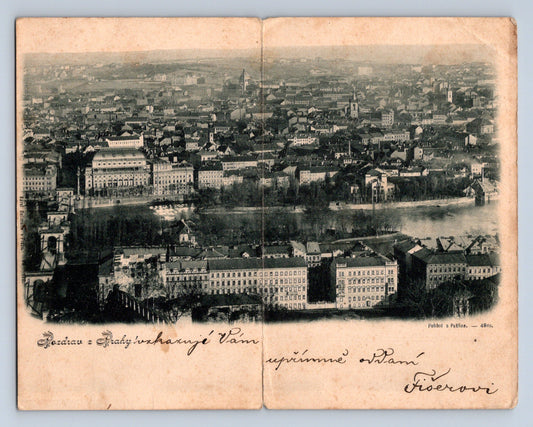 Pohlednice Plzeň ptačí pohled na město 1910 (M30406)