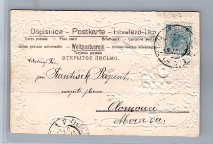 Pohlednice holubice a květiny, přání c. 1900 (M30407)