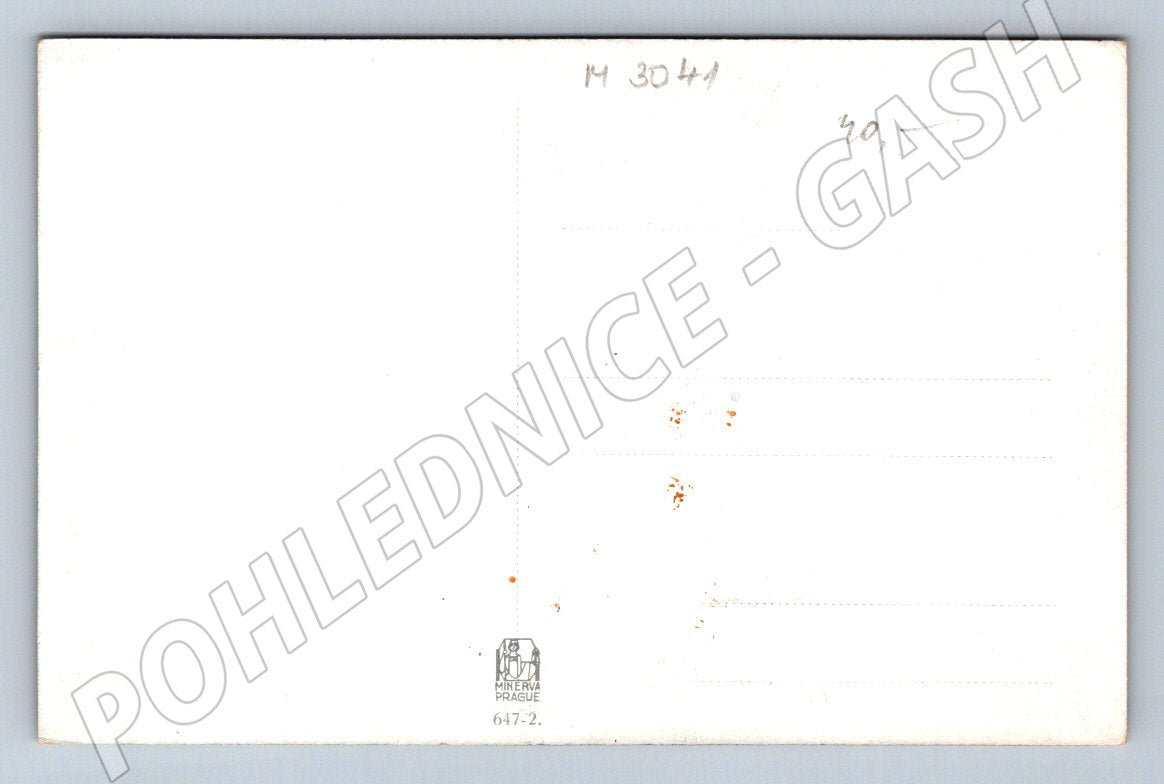 Postcard young woman in folk costume Minerva Prague (M3041)