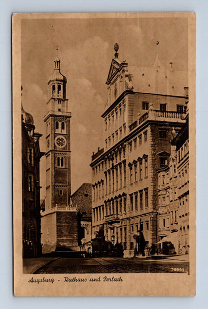 Pohlednice Německo Augsburg Rathaus a Perlach 191? (M30412)