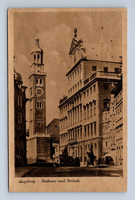 Pohlednice Německo Augsburg Rathaus a Perlach 191? (M30412)