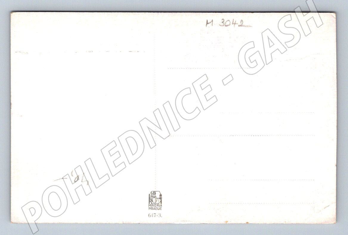 Postcard woman in folk costume Minerva Prague (M3042)