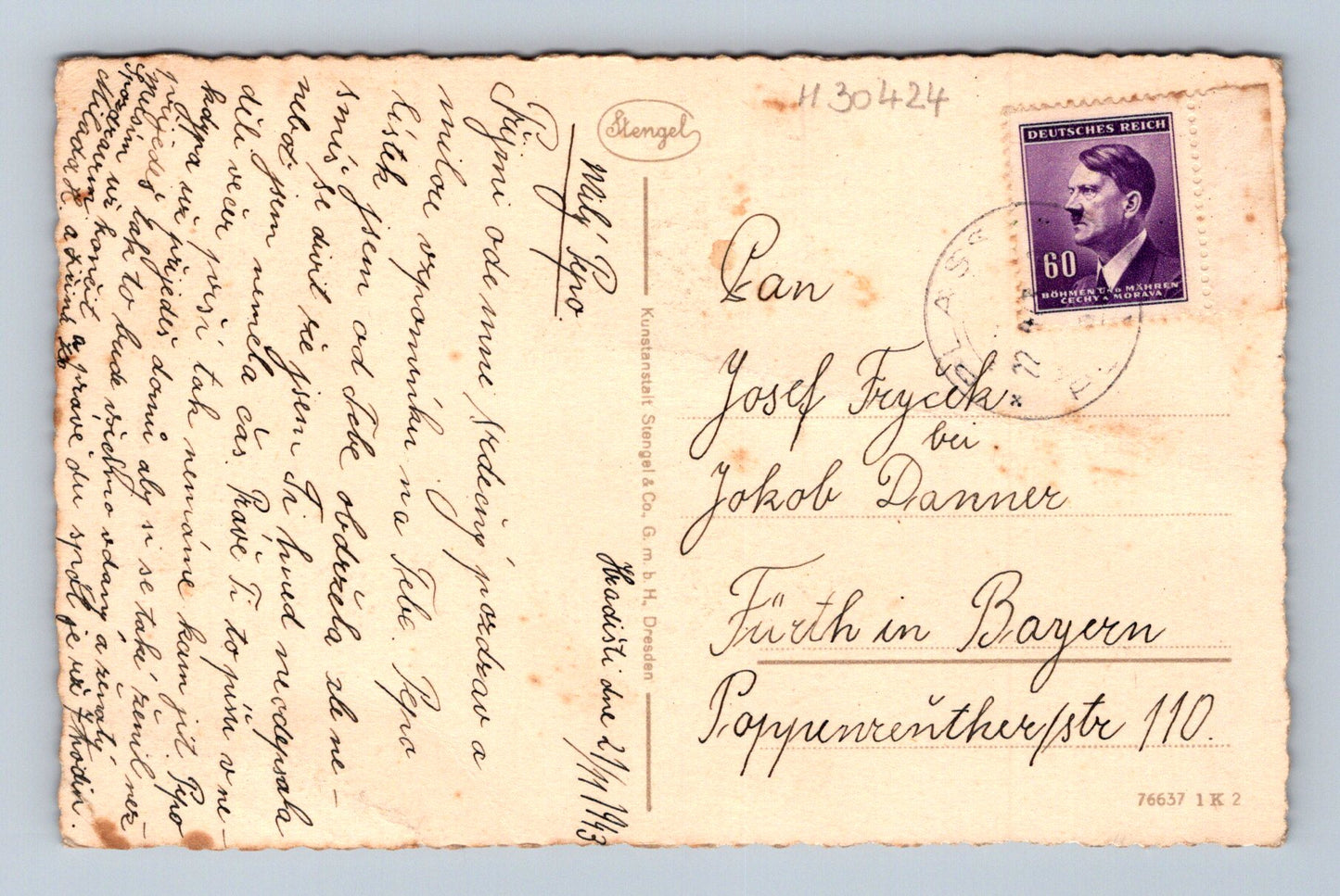 Pohlednice Nemecko horský kostelík 1943 (M30424)
