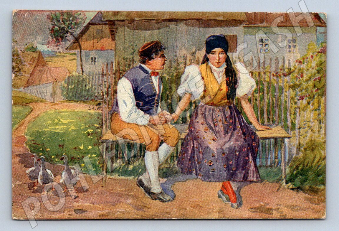 Postcard Černý Rud folk costumes ethnography (M3043)