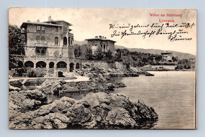 Pohlednice Chorvatsko Lovrana pobřeží a vily 1908 (M30430)