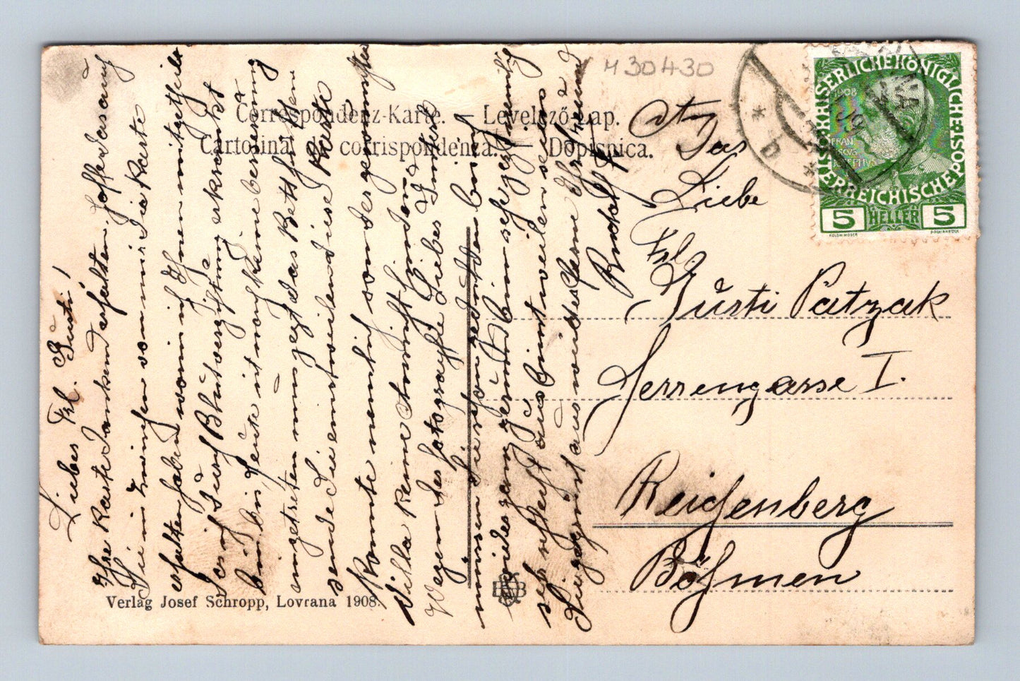 Pohlednice Chorvatsko Lovrana pobřeží a vily 1908 (M30430)
