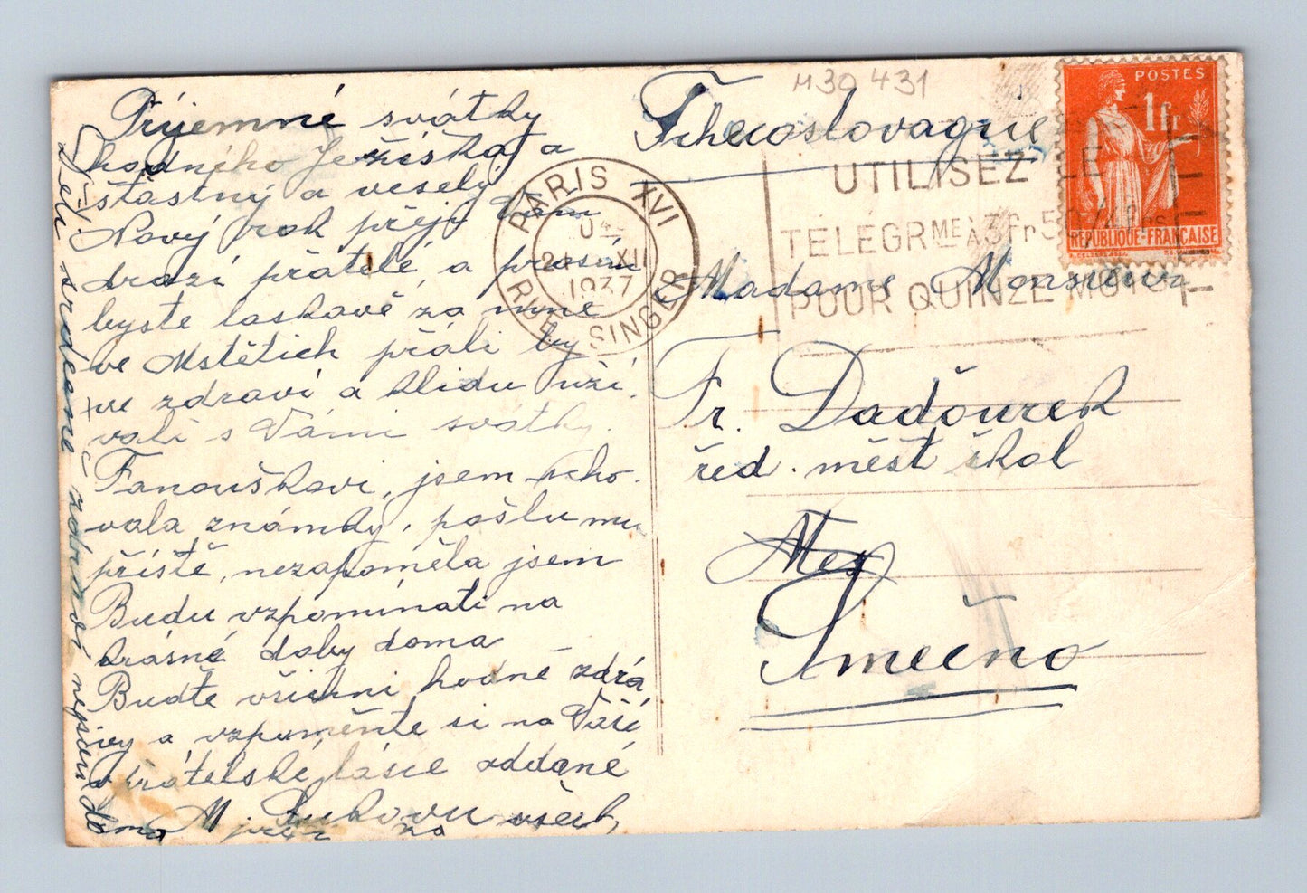 Pohlednice Francie Paříž Notre-Dame 1927 (M30431)