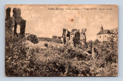 Pohlednice Ukrajina Nagyszöllős Kankó várrom (M30442)
