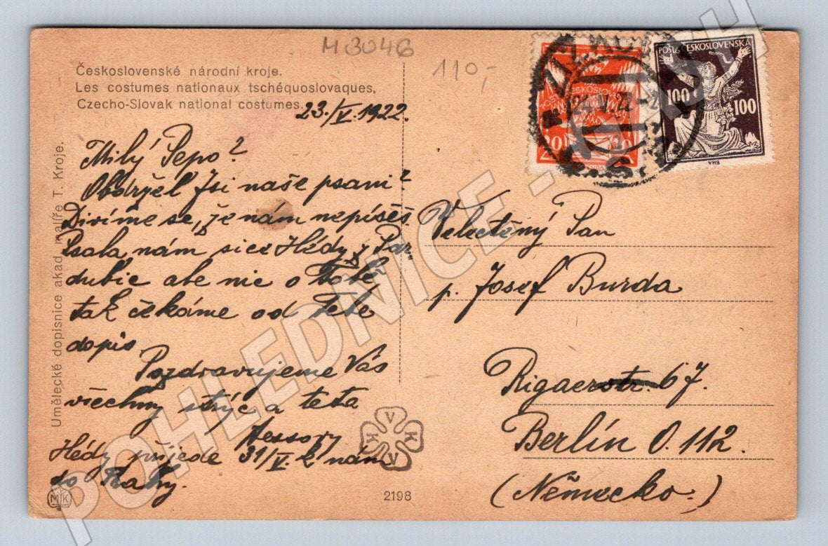 Postcard national costume 1922 artistic (M3046)