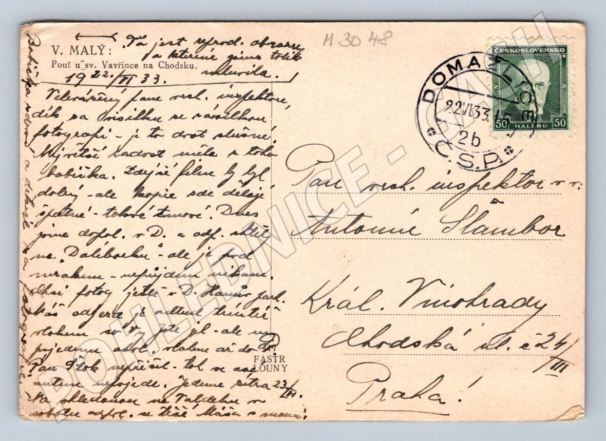 Postcard pilgrimage to St. Lawrence Chodsko 1933 (M3048)