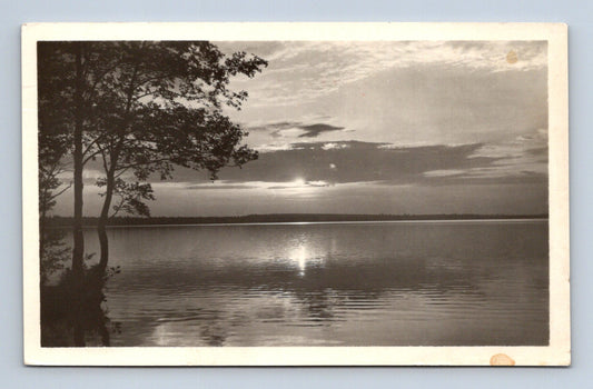 Pohlednice Velké Dařko západ slunce jezero 1953 (M30491)
