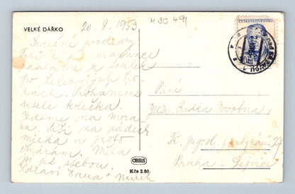 Pohlednice Velké Dařko západ slunce jezero 1953 (M30491)