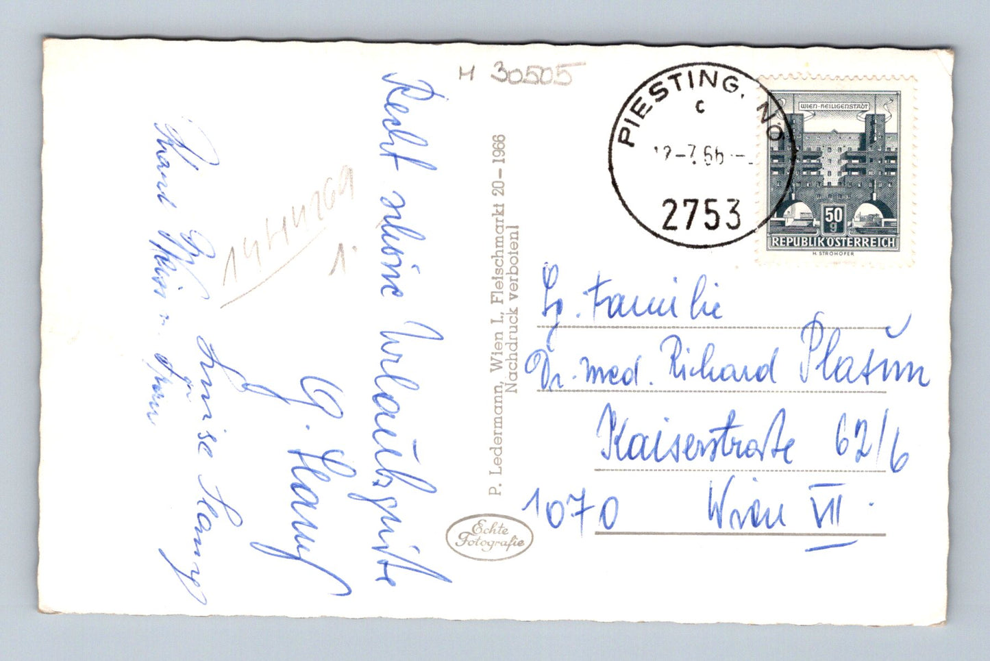 Pohlednice Rakousko Piesting s kostelem 1956 (M30505)