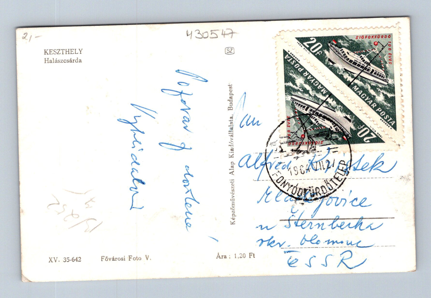 Pohlednice Maďarsko Keszthely Halászcsárda 1964 (M30547)