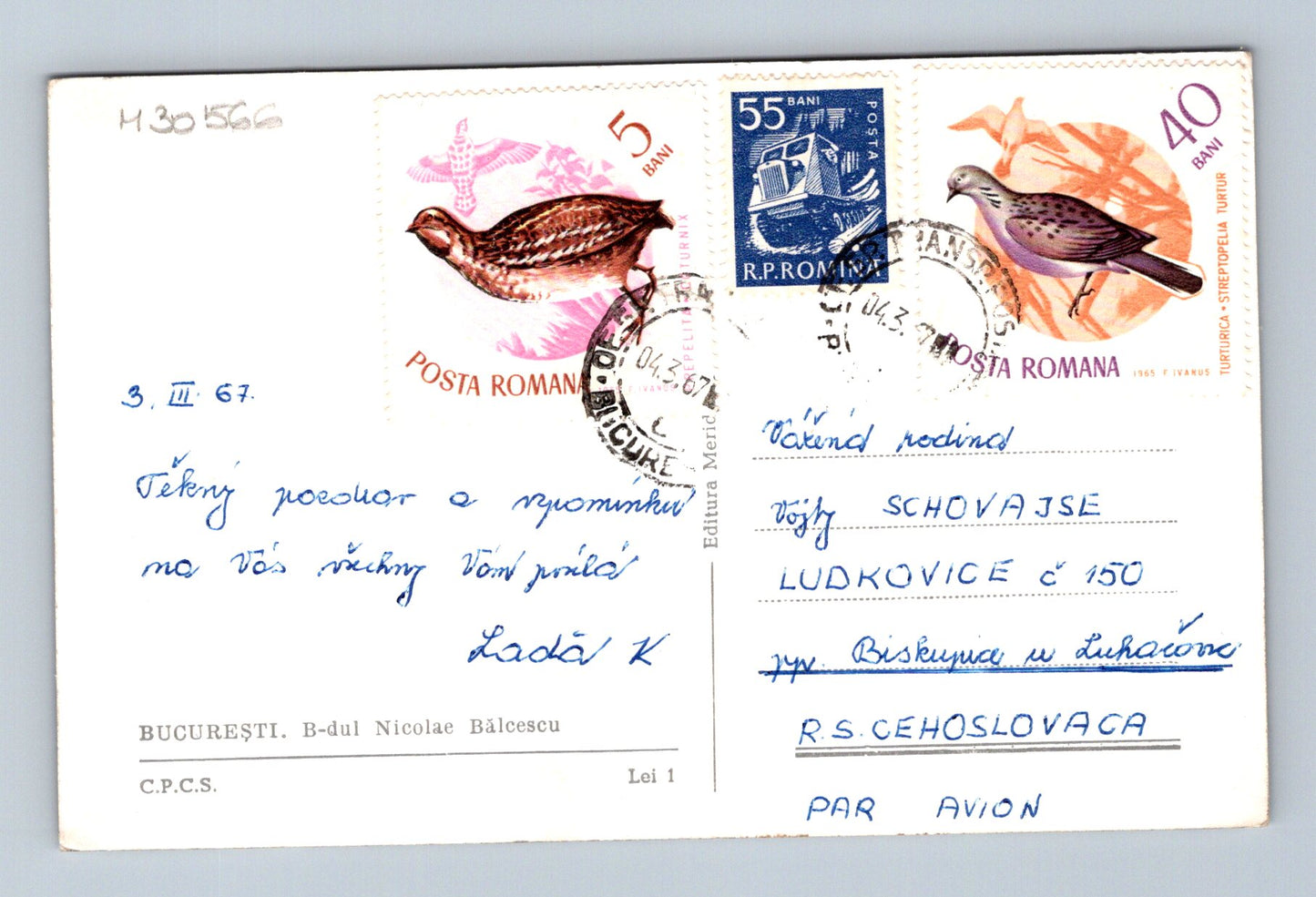 Pohlednice Rumunsko Bukurešť B-dul Nicolae Bălcescu 1967 (M30566)