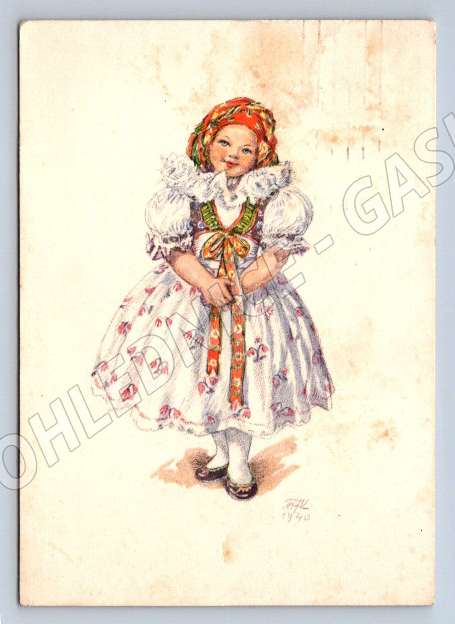 Postcard girl in folk costume ethnography 1965 (M3057)