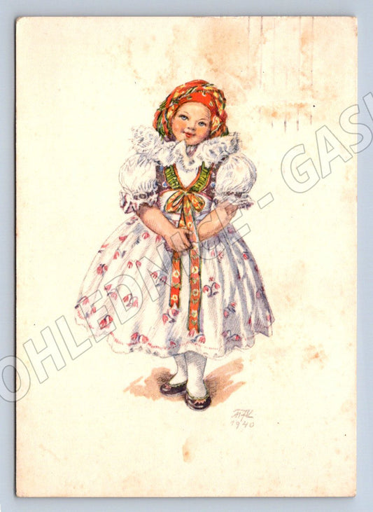 Postcard girl in folk costume ethnography 1965 (M3057)