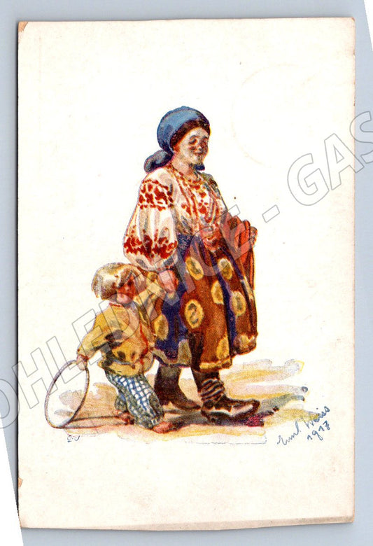 Postcard Wolhynische Typen traditional costume (M3058)