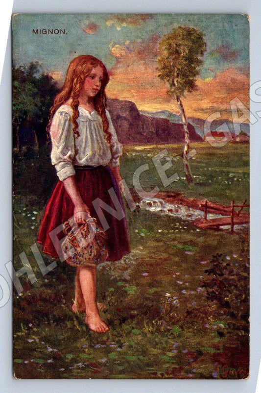 Mignon A Gareis artistic postcard with text (M3060)