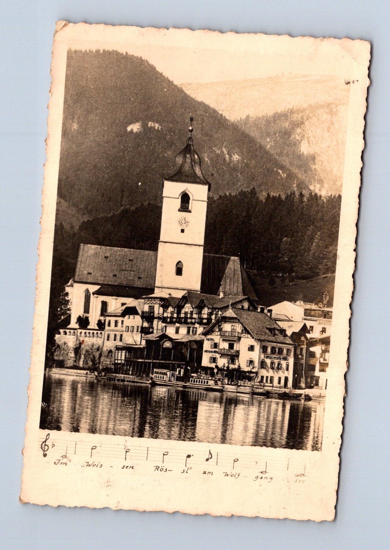 Pohlednice Rakousko St. Wolfgang s kostelem a jezerem 1908 (M30613)