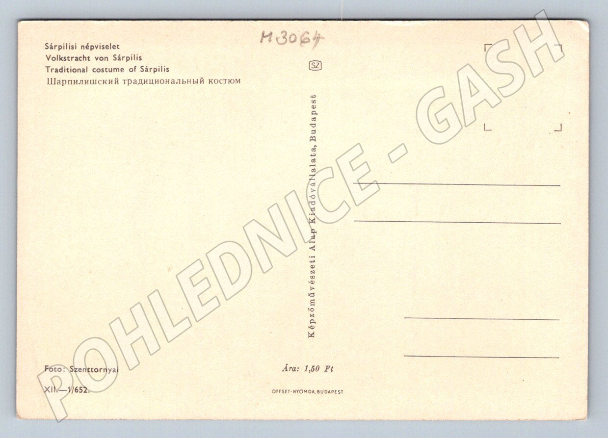 Postcard traditional costume Sárpilis ethnography (M3064)