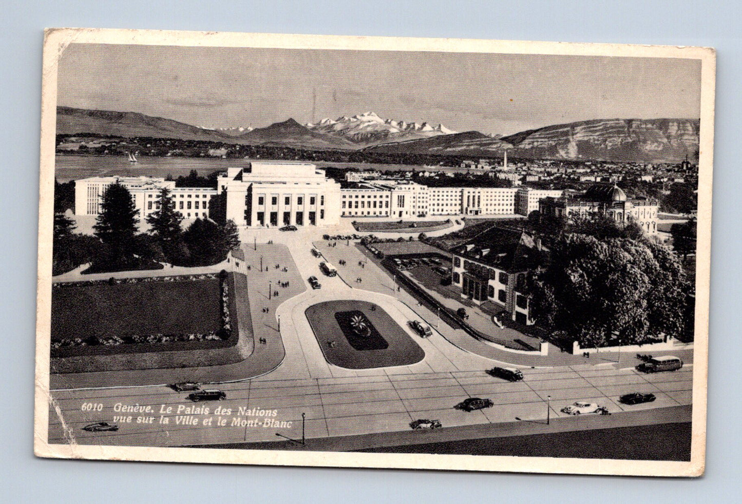 Pohlednice Švýcarsko Ženeva Palác národů a Mont-Blanc 1936 (M30643)